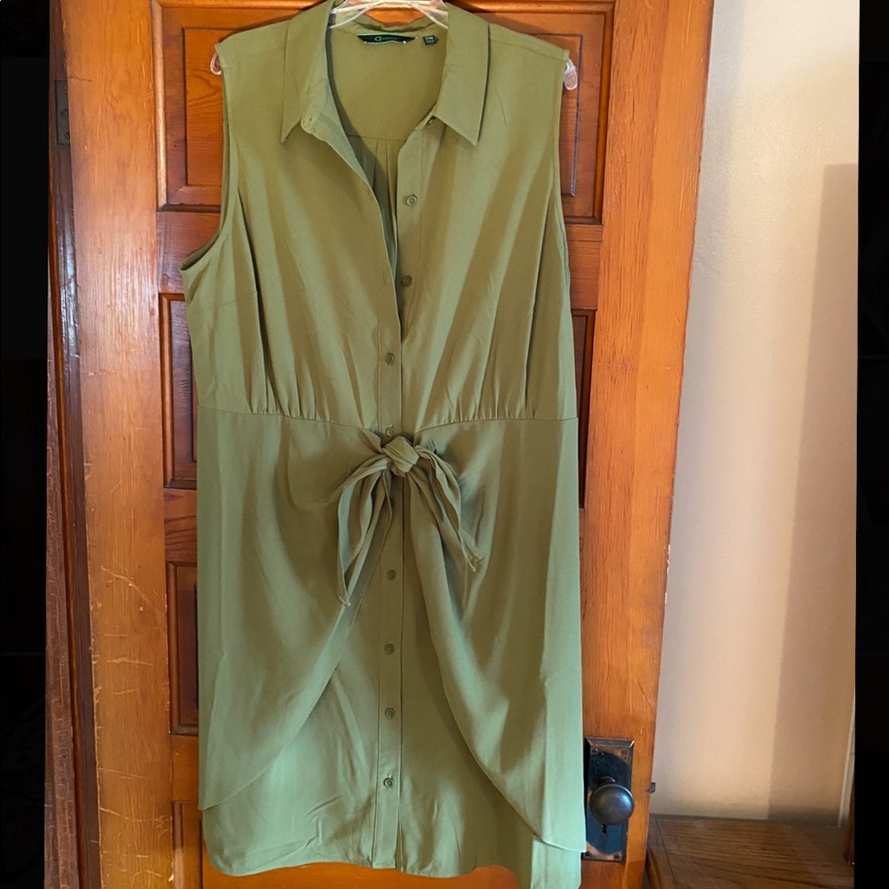 C Wonder Tie Front Sleeveless Button Down Dress 22w - Picture 4 of 9